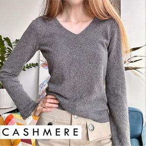 💥SALE💥 Ann Taylor Cashmere Sweater Sparkle Metallic Knit Gray V-neck XS